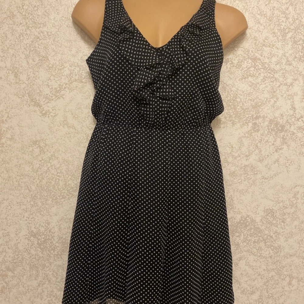 White House Black Market Black and White Ruffle Dress
